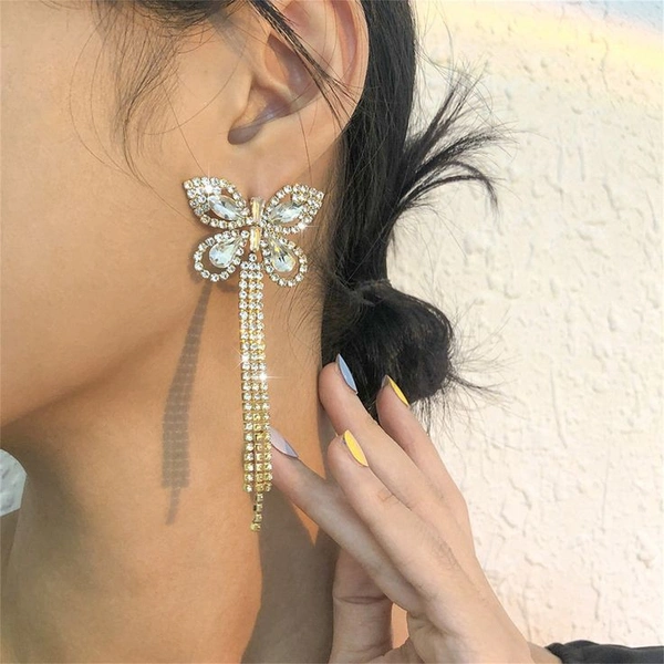 Butterfly Long Tassel Dangle Earrings 