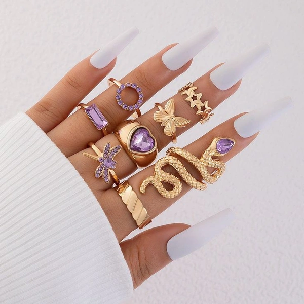 Lavender Rings Set  - French Lilac