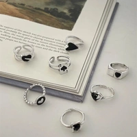 Black Heart Rings Set 
