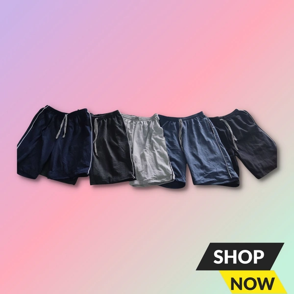 Plain Shorts ( 5 Pcs)  - Free Size (32 to 40 inch Hip) 