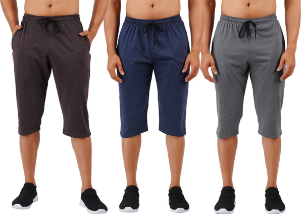 Trendy 3/4 for mens (3 piece  Brown Combo) - Free Size ( 32 to 40 inch hip), Red