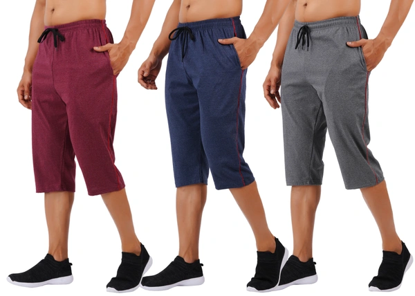 Trendy 3/4 for mens (3 piece  Brown Combo) - Free Size ( 32 to 40 inch hip), Brown
