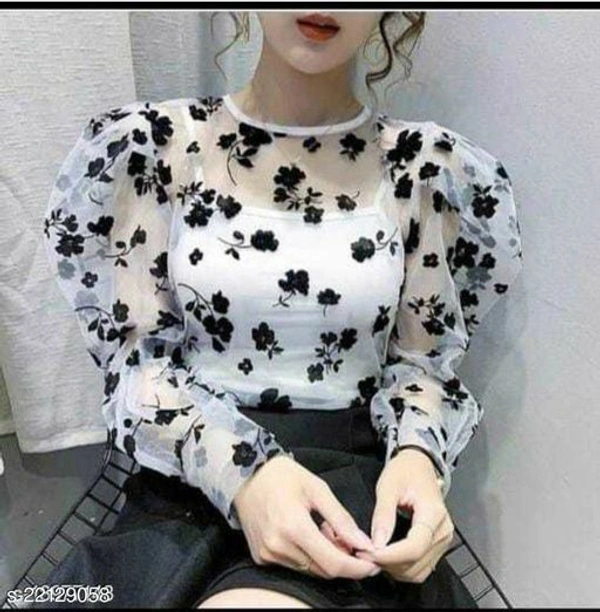 Women Net Sleeve Top - M