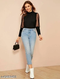 Women Net Sleeve Top - L