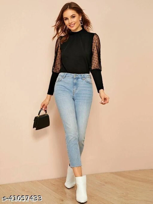 Women Net Sleeve Top - L
