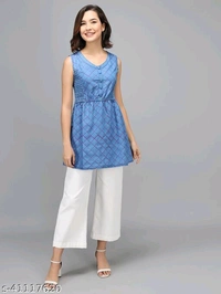 Women Denim Sleeve Less Tops - S