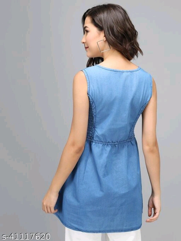 Women Denim Sleeve Less Tops - S