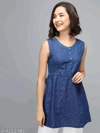 Women Denim Sleeve Less Tops - S