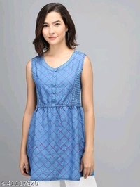 Women Denim Sleeve Less Tops - S