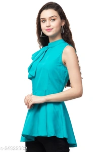 Women FRILL COLLARED TOP - L