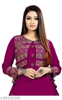Women Kurti With Jacket - M, L, Dark pink