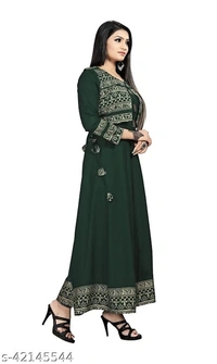 Women Kurti With Jacket - XL, XXL, Dark green