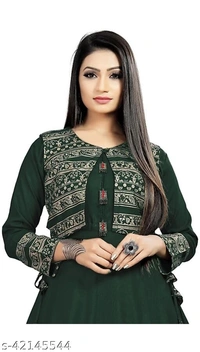 Women Kurti With Jacket - XL, XXL, Dark green