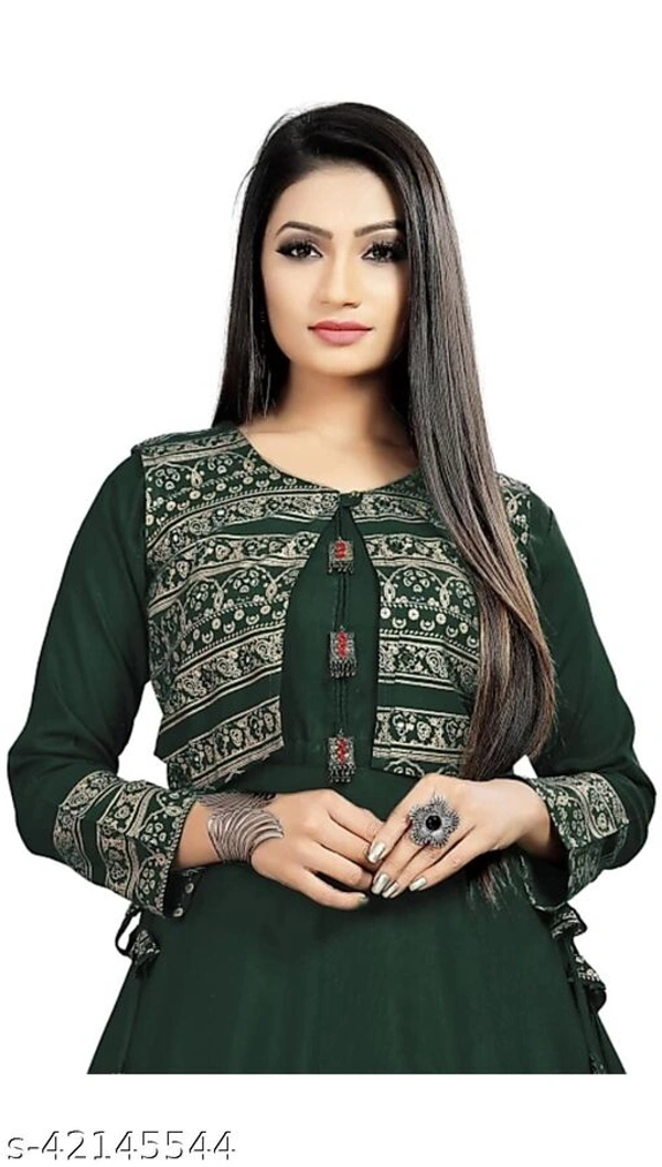 Women Kurti With Jacket - XL, XXL, Dark green