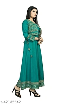 Women Kurti With Jacket - light green, 3XL, 4XL