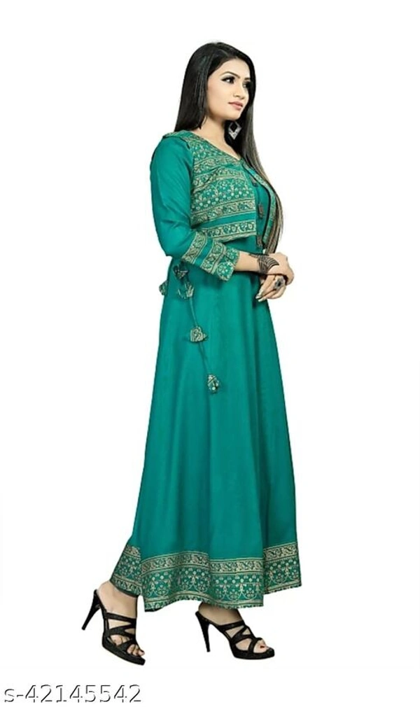 Women Kurti With Jacket - light green, 3XL, 4XL