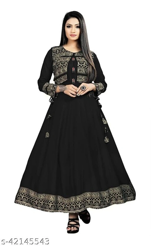Women Kurti With Jacket - Black, 5XL, 6XL