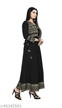 Women Kurti With Jacket - Black, 5XL, 6XL
