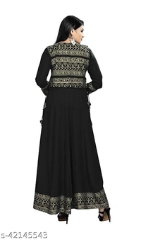 Women Kurti With Jacket - Black, 5XL, 6XL