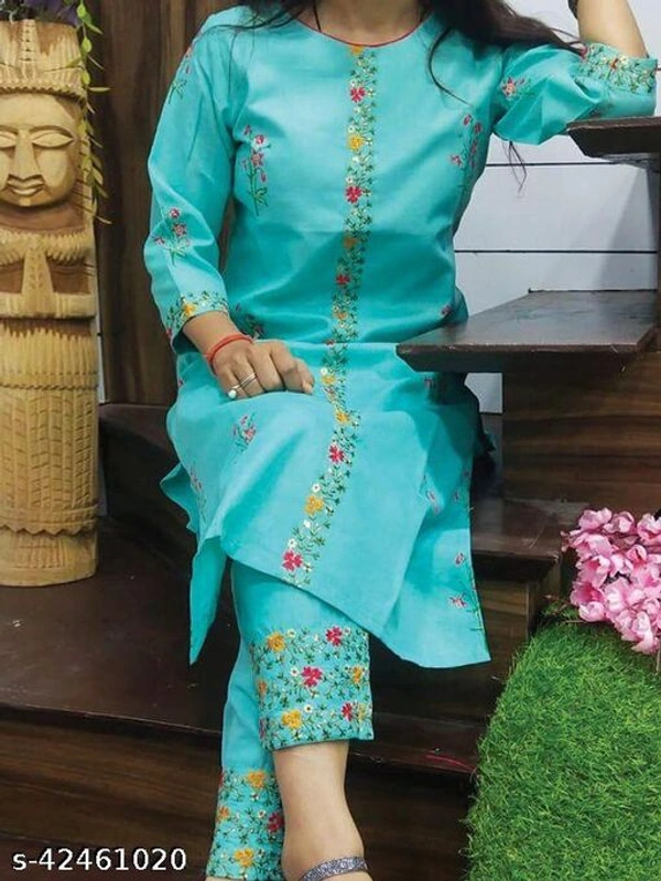 Trendy Graceful Kurti With Bottom Wear - L