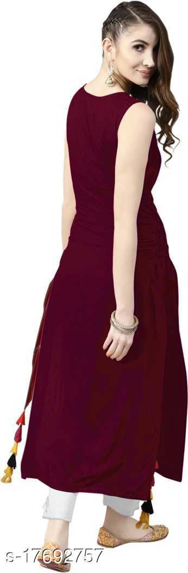 Women Rayon Solid Kurti - L, Maroon