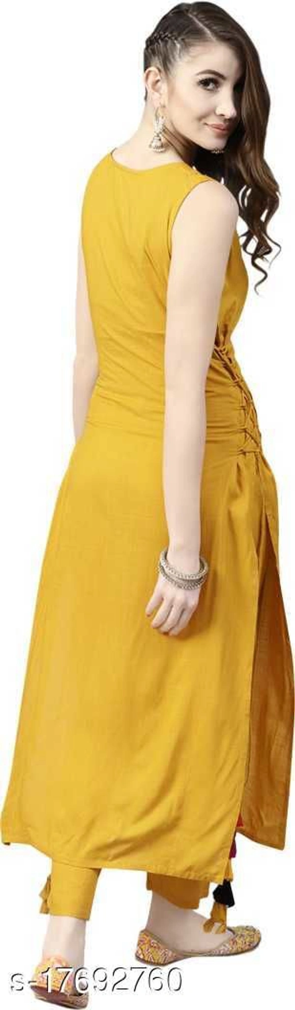 Women Rayon Solid Kurti - XL, Yellow
