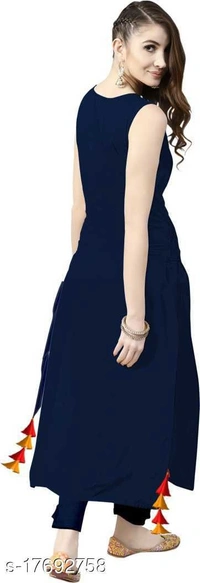 Women Rayon Solid Kurti - XXL, Navy Blue