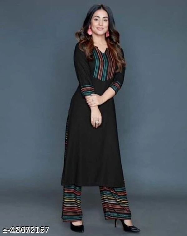 Rayon Kurta With Plazo For Women - S