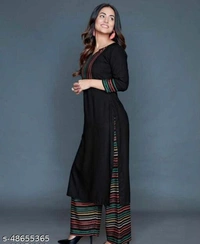 Rayon Kurta With Plazo For Women - L