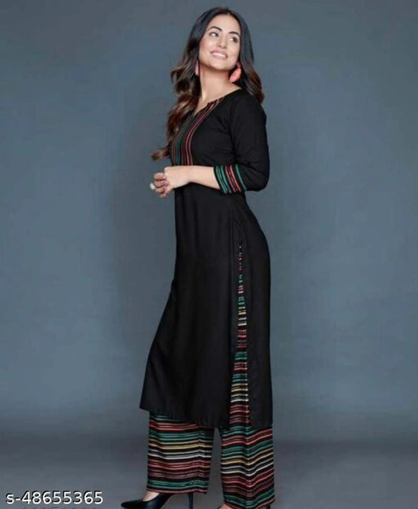 Rayon Kurta With Plazo For Women - L