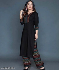 Rayon Kurta With Plazo For Women - L
