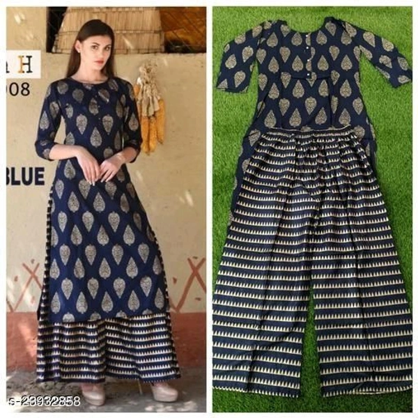 Banita Drishya Women Kurta Sets - L, Navy Blue