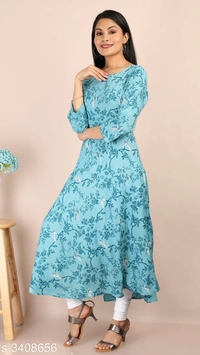 Women Long anarkali Kurti - M