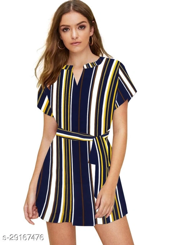 Women Western Shirt Dress With Belt - M