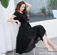 Women Solid Black Knee length - S, Different colours available