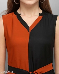 Crepe Fit & Flare Colorblocked Dress - XL
