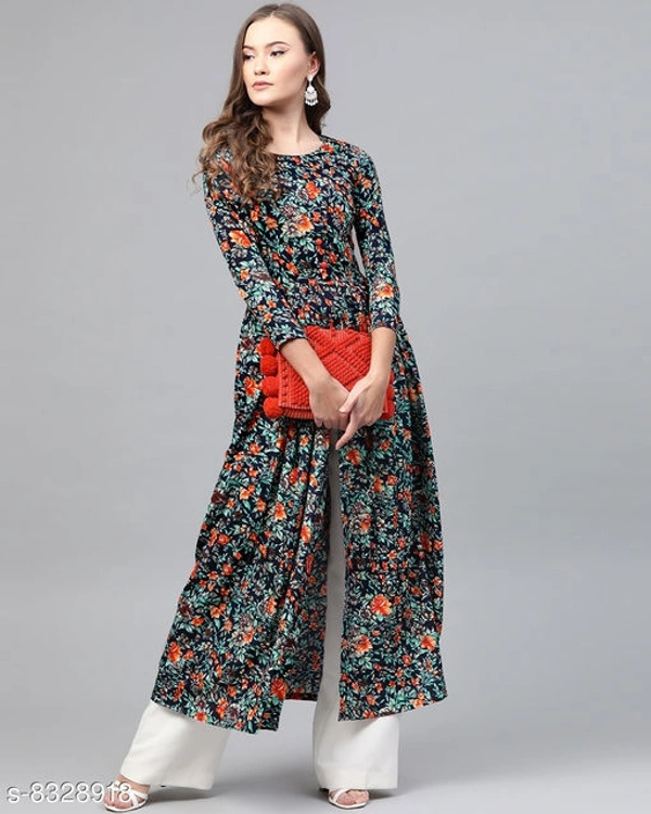 Stylish Navy Blue Floral Print Maxi Dress - XXL