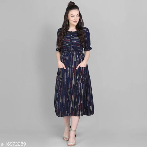 Women's Foil Printed Skater Dress - M