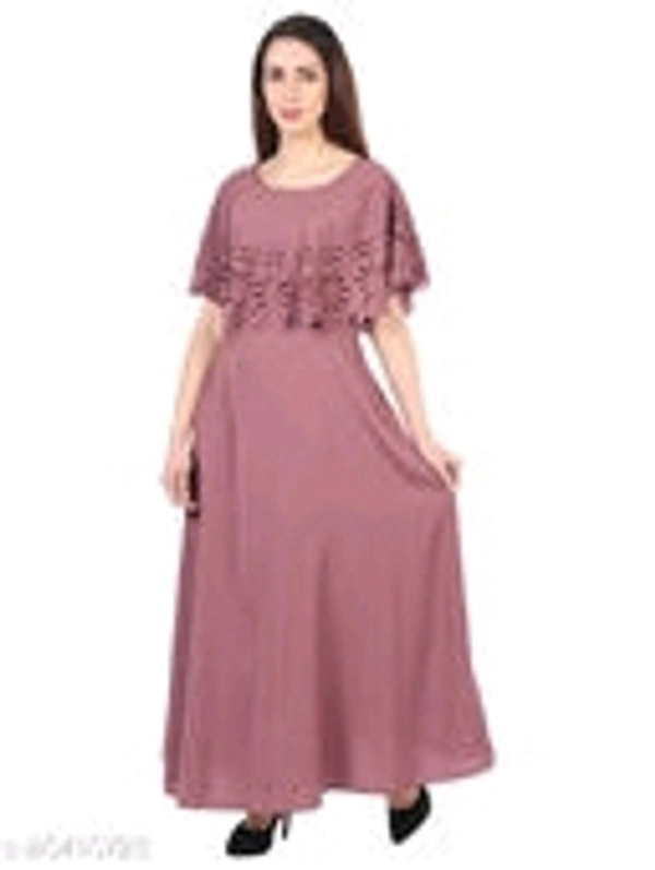 Women's Silk Crepe Round Neck Fit and Flare Maxi Dress - XL