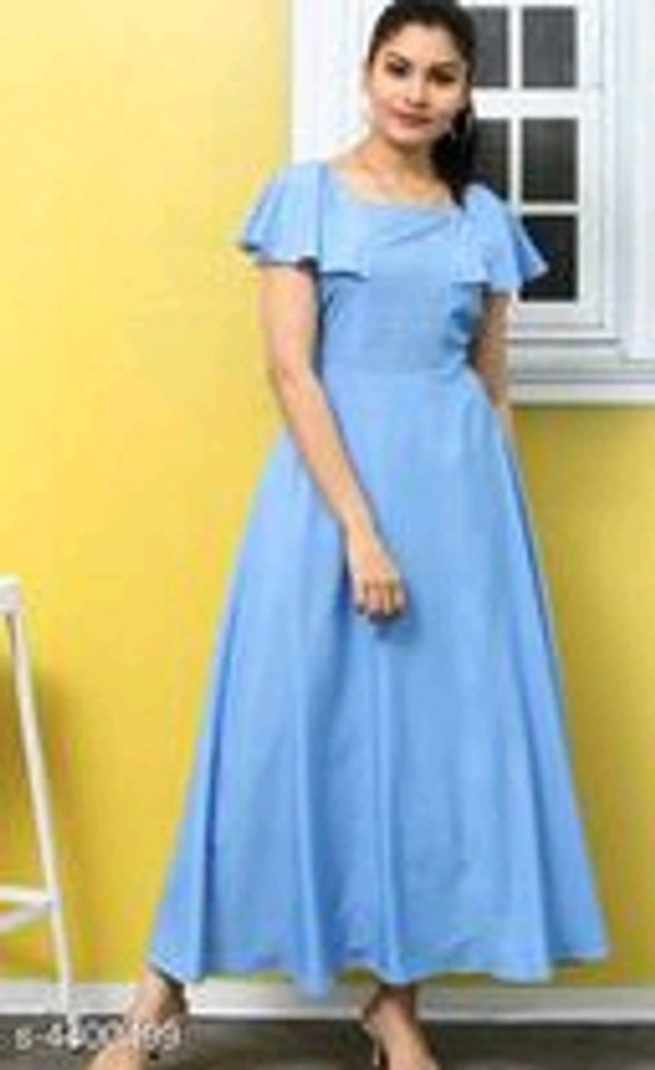 Women's Solid Blue Poly Crepe Dress - XL