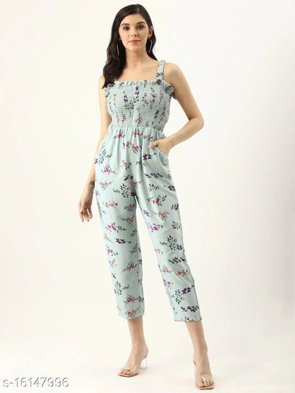 Blue Polyester Off-Shoulder Party Jumpsuit - XL