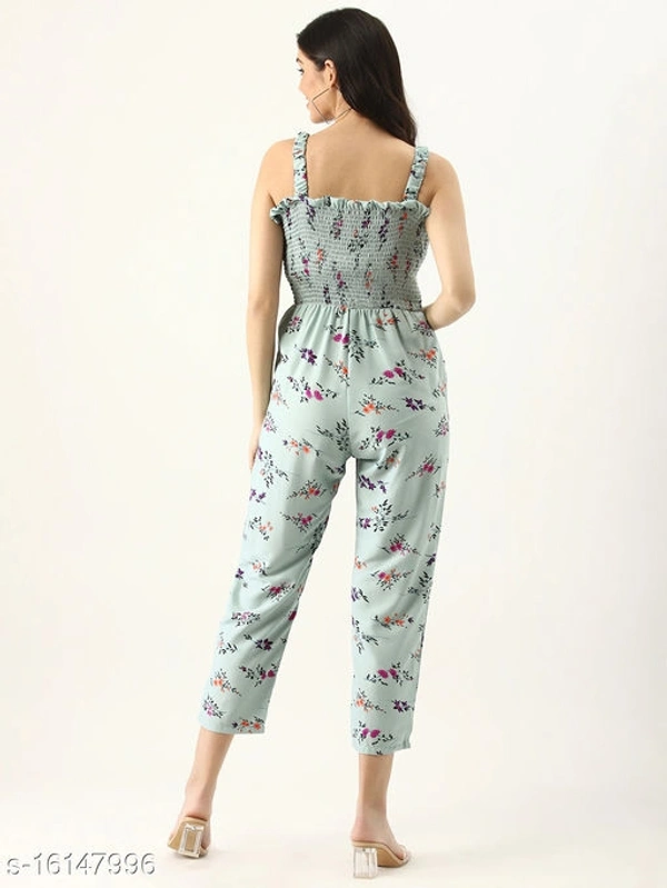 Blue Polyester Off-Shoulder Party Jumpsuit - XL