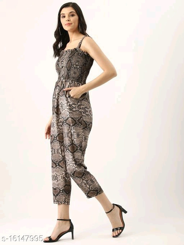 Brown Polyester Off-Shoulder Women Jumpsuit - XL