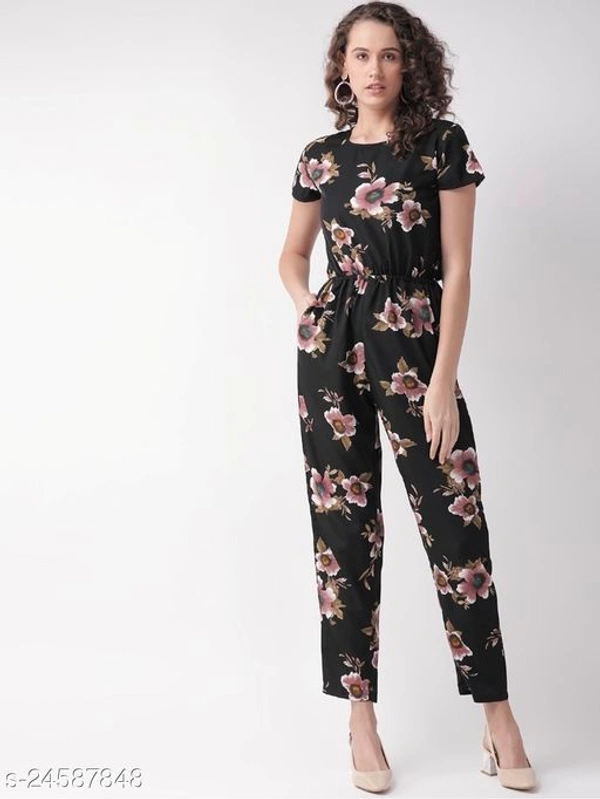 STYLISH WOMEN BLACK FLORAL Jumpsuit - L