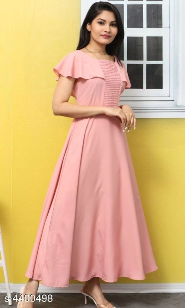 Women's Solid Pink Poly Crepe Dress - L