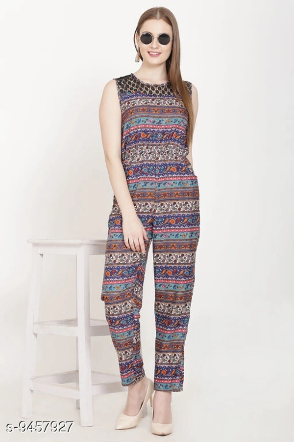 Crep Jaipuri jumpsuit with net Work - S