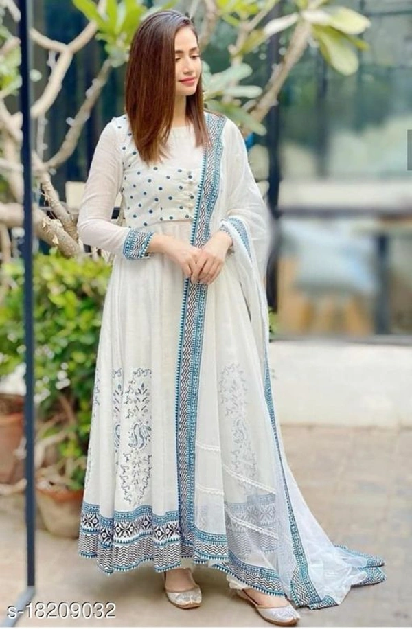  women dot print kurta With Duppata - L