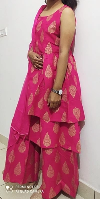 Designer Gold printed kurta with Duppata , Sharara - S