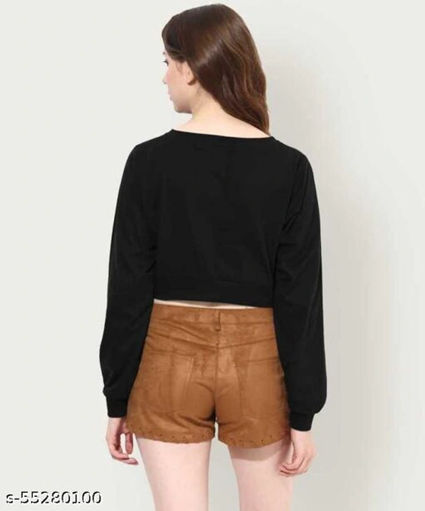 Neck Full Sleeves Crop Top - L