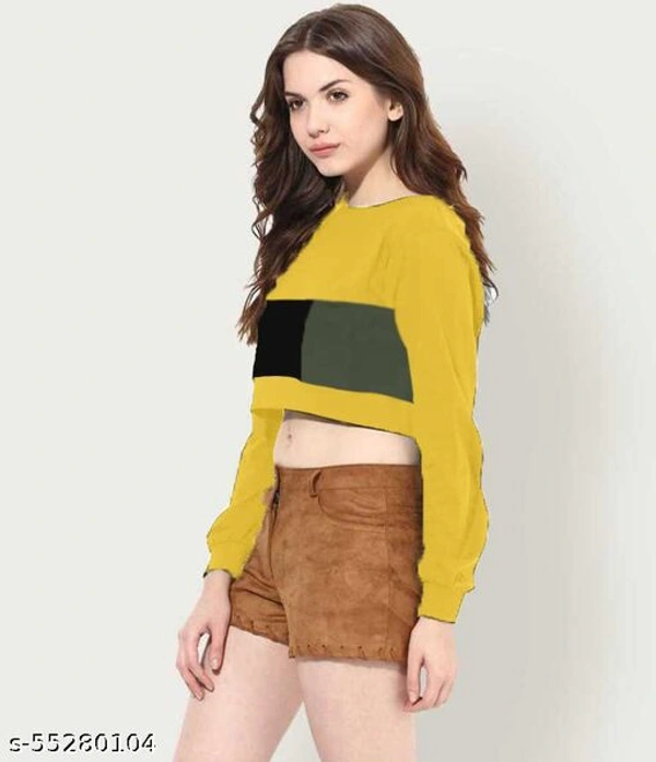 Neck Full Sleeves Crop Top - M
